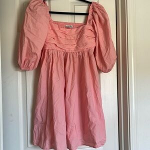 NWT Abercrombie & Fitch Pink Smocked Sundress with Puff Sleeves